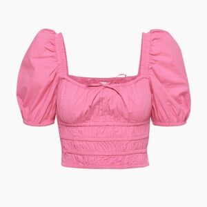 Sunday Best Martine Smocked Pink Blouse Top NWT